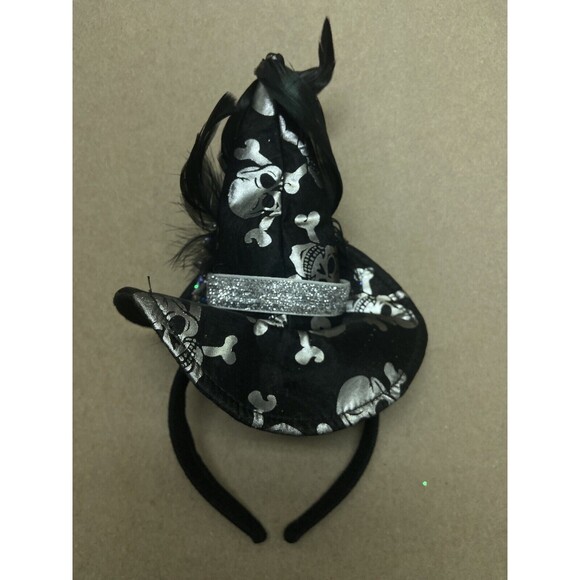 Midwest Halloween Party Witch Hat Headband Costume Skulls Black Silver One Size. - Picture 4 of 8